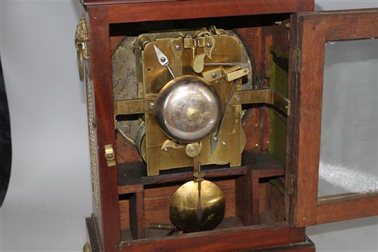 A Regency brass inset mahogany bracket clock by Turk of Sittingbourne, with painted dial and twin fusee movement, height 51cm